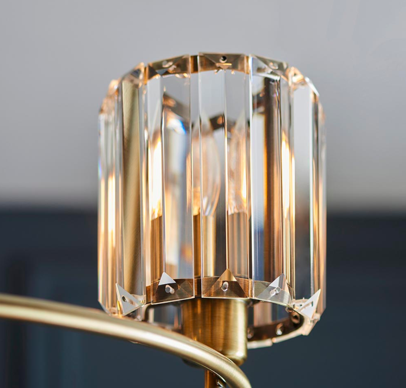 Elegancki sufitowy żyrandol glamour Berenice 3 w odcieniu postarzany mosiądz