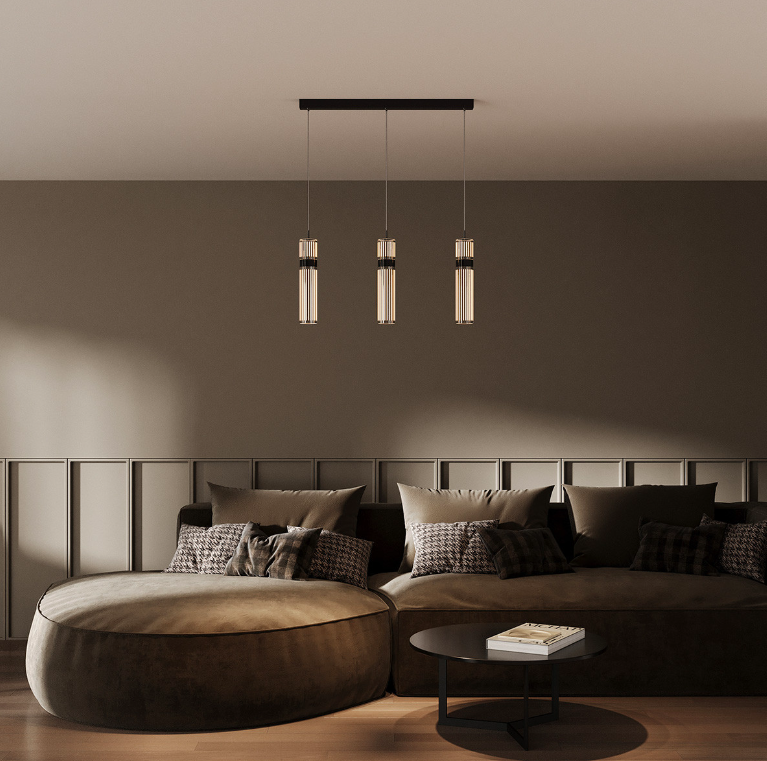 Chromowana lampa wisząca Ambiente 3 w srebrnym kolorze