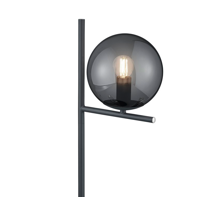 Grafitowa nocna lampka Pure Trio z szklaną kulą
