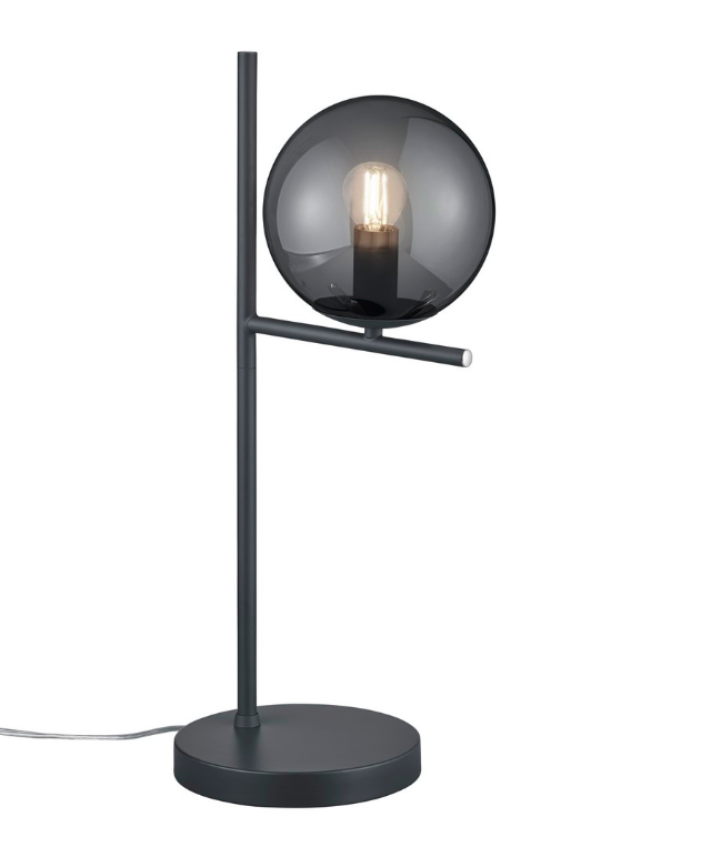Grafitowa nocna lampka Pure Trio z szklaną kulą