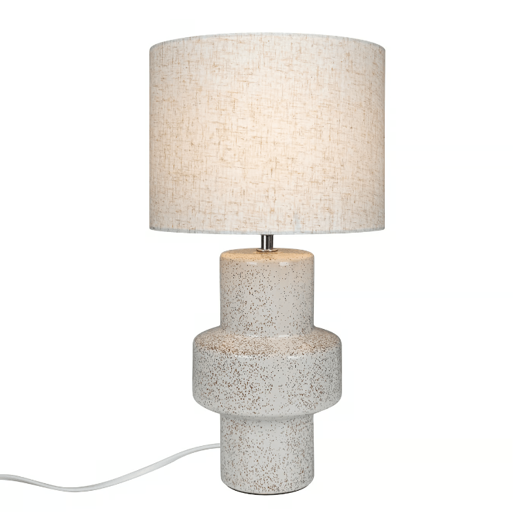 Elegancka beżowa lampa stołowa Dugan z ceramiki