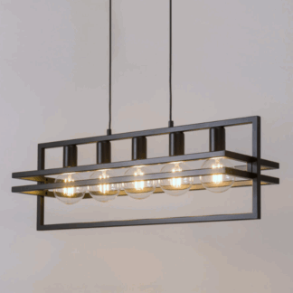 Czarny wiszący żyrandol industrialny do kuchni HexaBlock 5