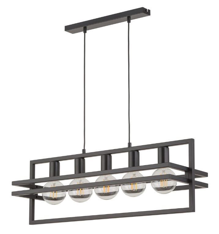 Czarny wiszący żyrandol industrialny do kuchni HexaBlock 5