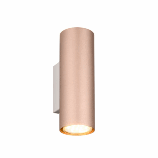 Jasnobrązowa lampa ścienna Marley w formie tuby świecąca w górę i w dół