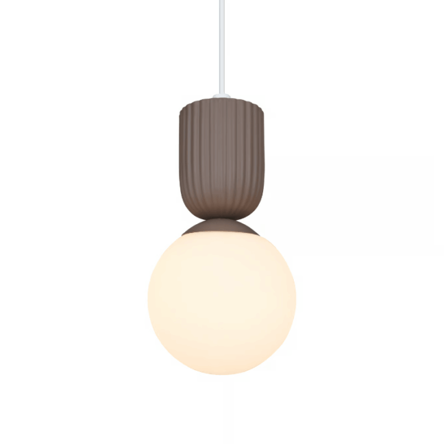 Jasnobrązowa, ceramiczna lampa wisząca w kształcie kulki Sadie o średnicy 15 cm
