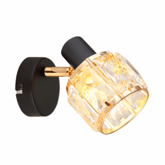 Czarny kinkiet z eleganckim kloszem w stylu glamour Dubai o minimalistycznym designie