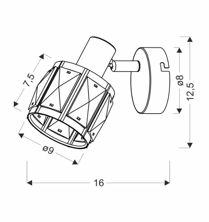 Czarny kinkiet z eleganckim kloszem w stylu glamour Dubai o minimalistycznym designie