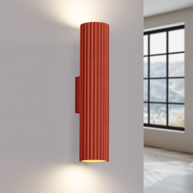 Nowoczesny kinkiet Karbon w kształcie czerwonej tuby