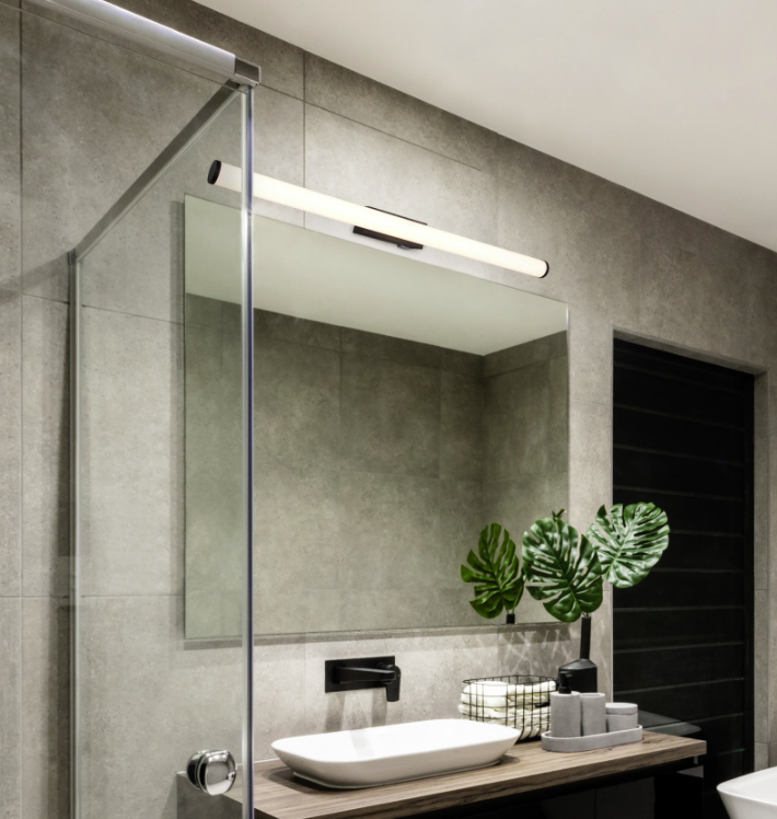 Nowoczesny czarny kinkiet Mattimo 80 LED do lustra łazienkowego z ochroną IP44