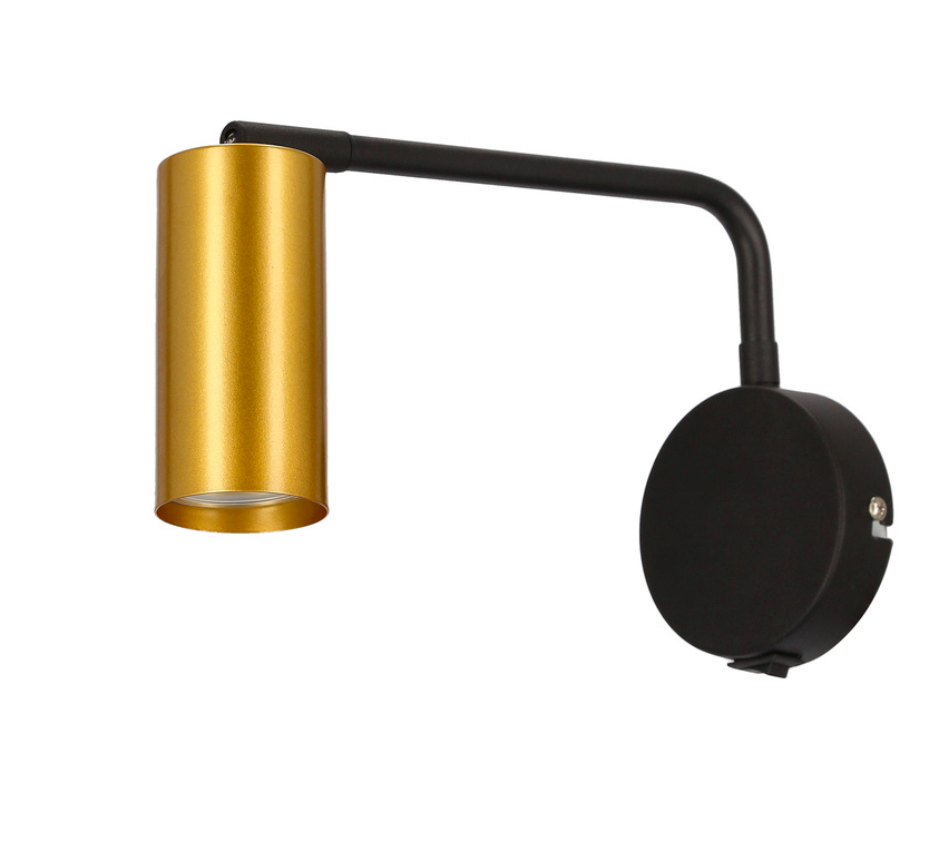 Regulowany czarny kinkiet Tina ze złotą tubą