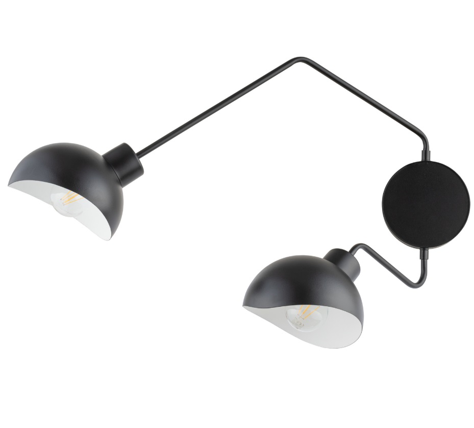 Czarny skandynawski kinkiet Nyxa 2 z regulowanymi ramionami