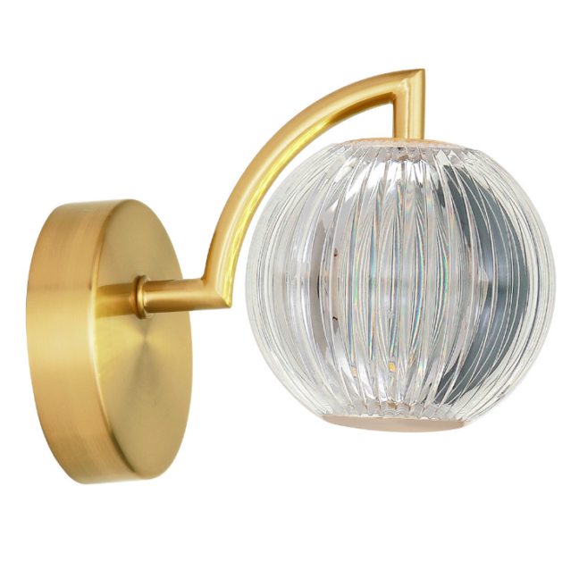 Złoty kinkiet Brillant w stylu art deco z LED CCT