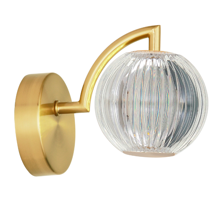 Złoty kinkiet Brillant w stylu art deco z LED CCT