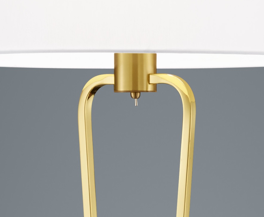 Elegancka złota lampa podłogowa Paris II z białym abażurem