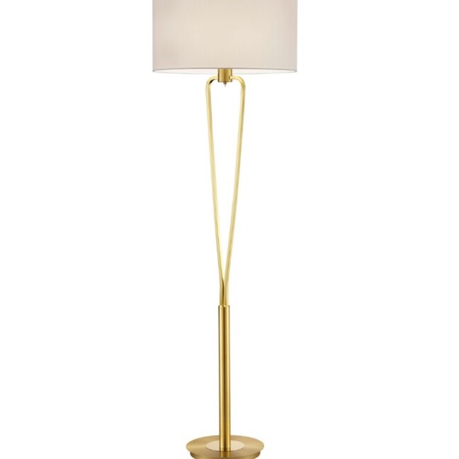 Elegancka złota lampa podłogowa Paris II z białym abażurem