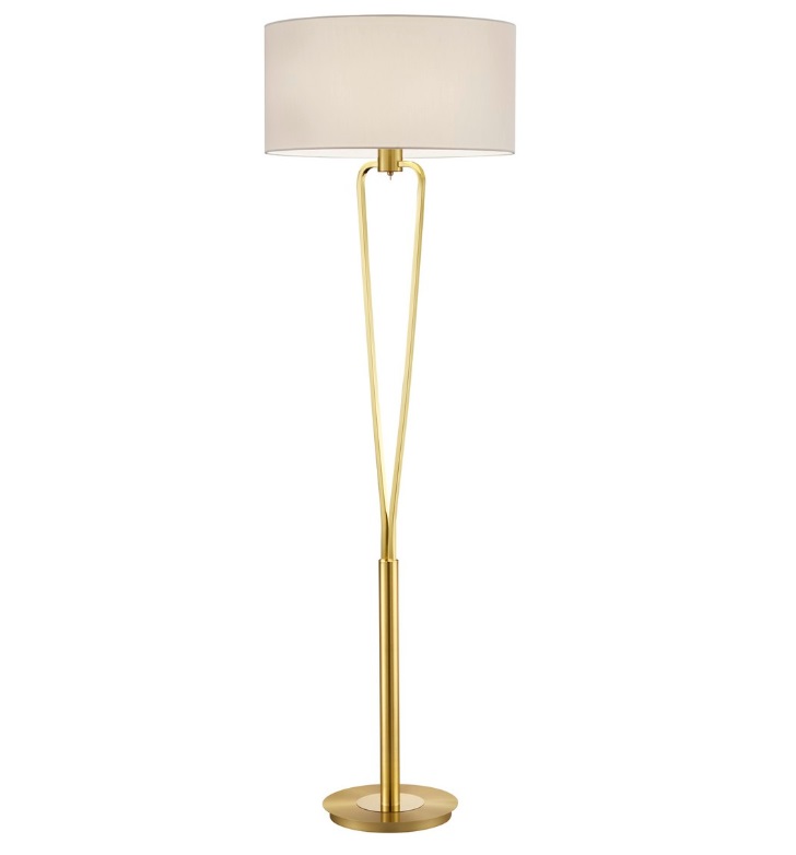 Elegancka złota lampa podłogowa Paris II z białym abażurem