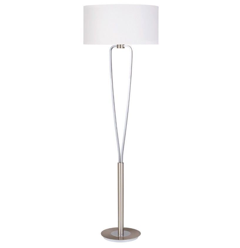 Elegancka srebrna lampa stojąca Paris II z białym abażurem