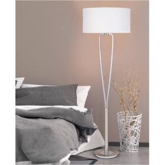 Elegancka srebrna lampa stojąca Paris II z białym abażurem