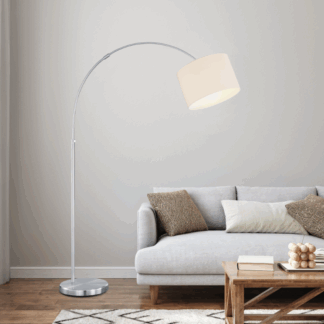 Klasyczna lampa łukowa Hotel z białym abażurem