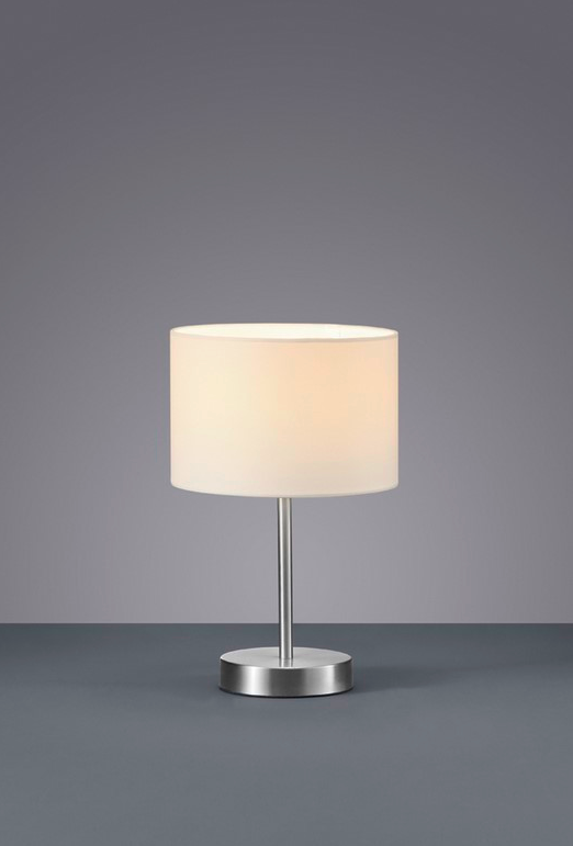 Elegancka biało-srebrna lampka nocna z klasycznym abażurem Hotel