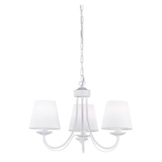 Klasyczny żyrandol Cortez 3 w białym kolorze z abażurami