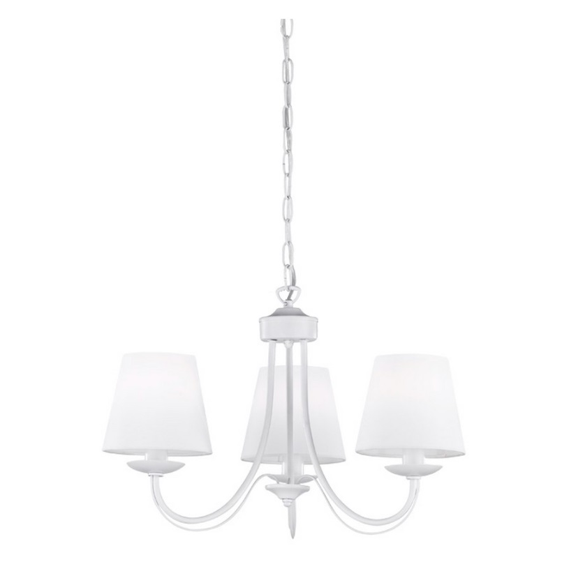 Klasyczny żyrandol Cortez 3 w białym kolorze z abażurami