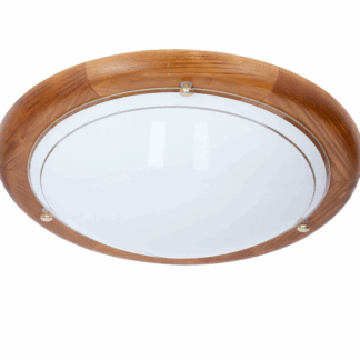 Klasyczny szklany plafon Pakolina 30 z dębowym drewnianym pierścieniem