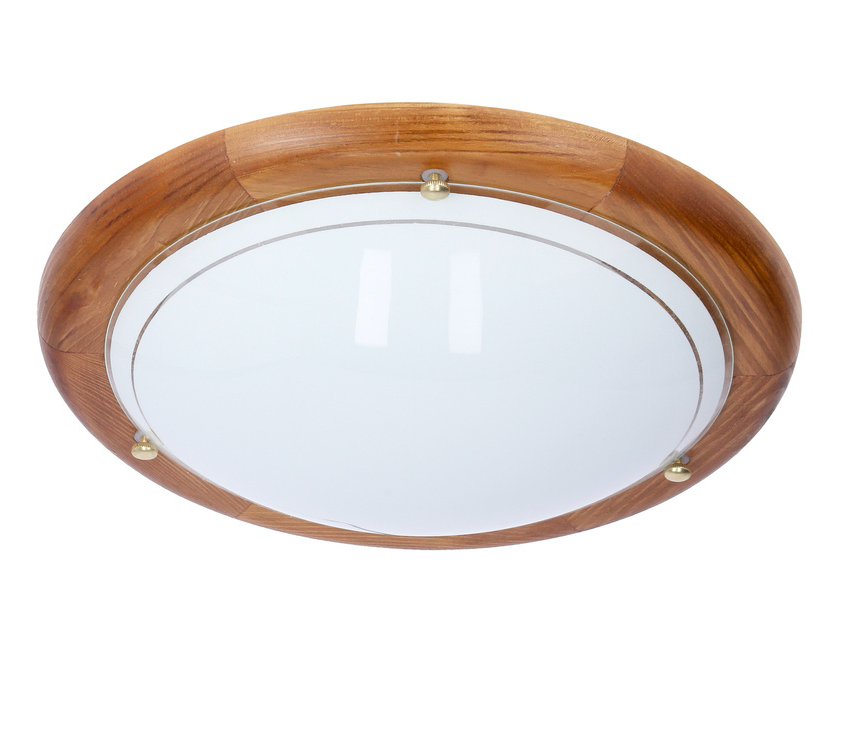 Klasyczny szklany plafon Pakolina 30 z dębowym drewnianym pierścieniem