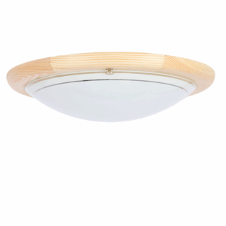 Klasyczny plafon wykonany z drewna sosnowego Pakolina 38 ze szklanym dyfuzorem