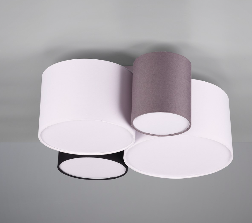 Kolorowy sufitowy żyrandol z abażurami Hotel 4 klosze