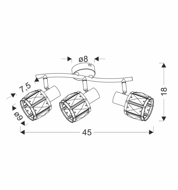 Krysztalowa lampa sufitowa glamour Dubai wymiary 1