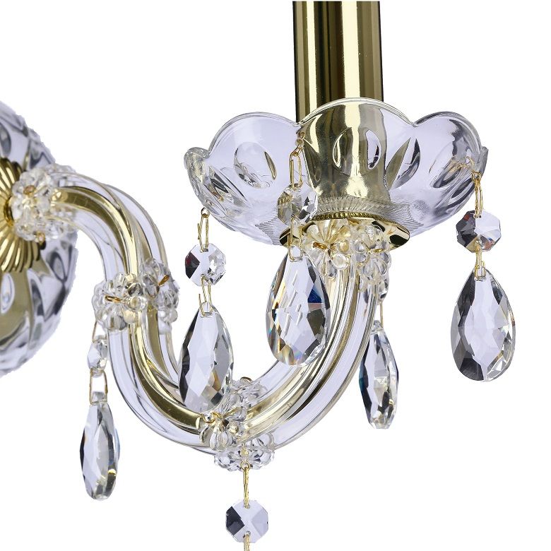 Klasyczny złoty kinkiet świecznikowy Maria Teresa ozdobiony kryształkami