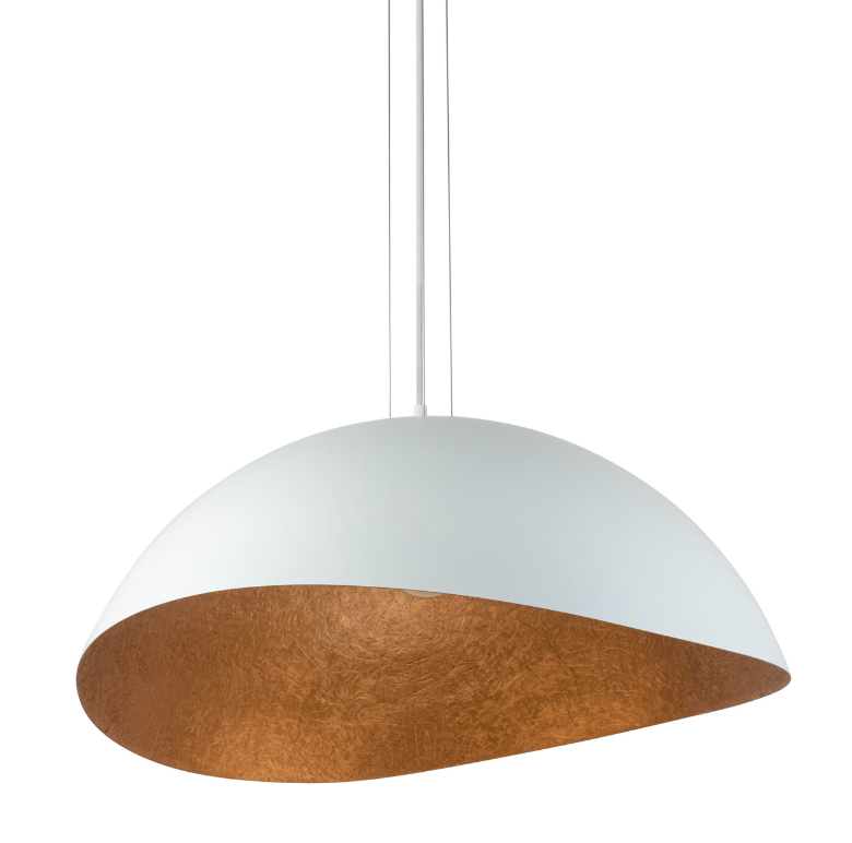 Biało-miedziana lampa Velaris 48 do salonu nad stół