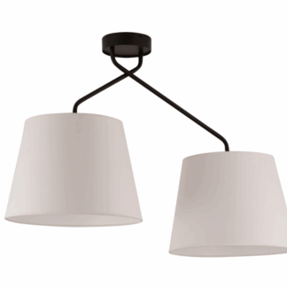 Lampa sufitowa CrossBee z dwoma białymi abażurami