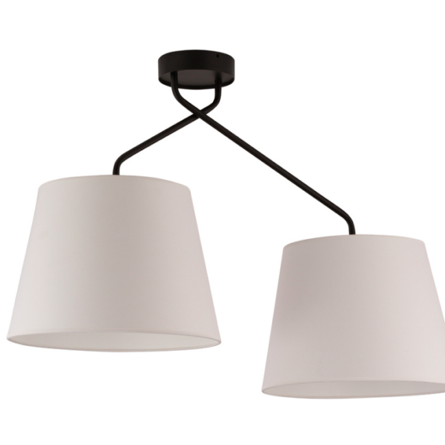 Lampa sufitowa CrossBee z dwoma białymi abażurami