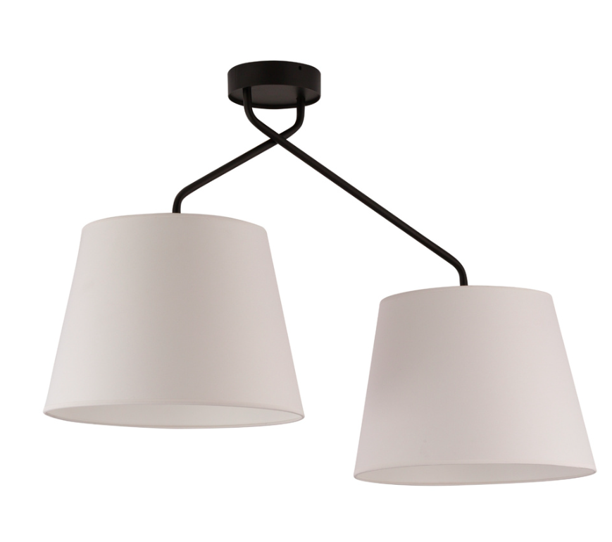 Lampa sufitowa CrossBee z dwoma białymi abażurami