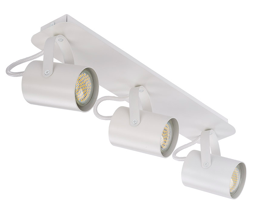 Białe reflektory Modulon 3 na listwie sufitowej