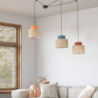 Wisząca lampa sufitowa Duo Juta Mix w kolorowym wydaniu