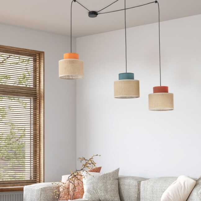 Wisząca lampa sufitowa Duo Juta Mix w kolorowym wydaniu