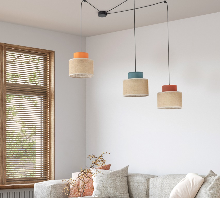 Wisząca lampa sufitowa Duo Juta Mix w kolorowym wydaniu