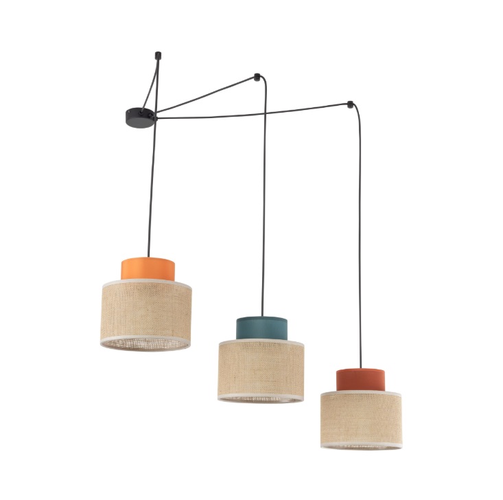 Wisząca lampa sufitowa Duo Juta Mix w kolorowym wydaniu