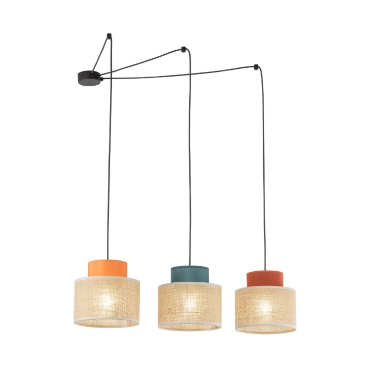 Wisząca lampa sufitowa Duo Juta Mix w kolorowym wydaniu
