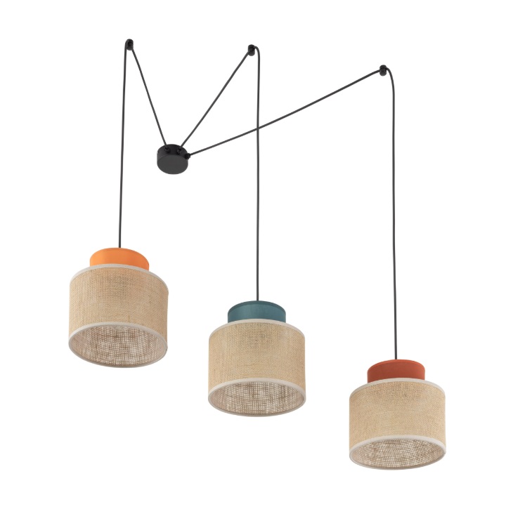 Wisząca lampa sufitowa Duo Juta Mix w kolorowym wydaniu