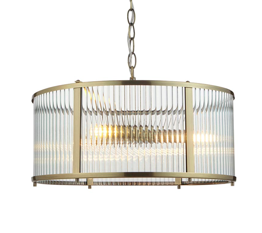 Wisząca lampa sufitowa Ridgeton 45 z żebrowanym szklanym abażurem