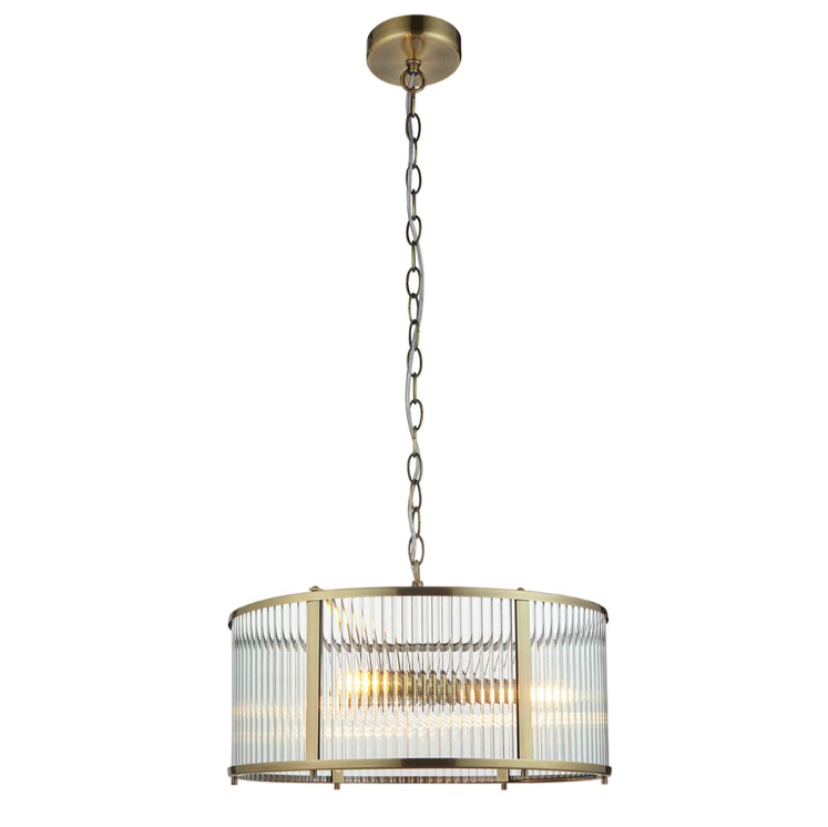 Wisząca lampa sufitowa Ridgeton 45 z żebrowanym szklanym abażurem