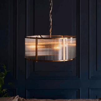 Wisząca lampa sufitowa Ridgeton 45 z żebrowanym szklanym abażurem