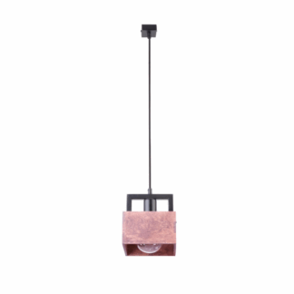 Lampa sufitowa w stylu industrialnym Boxon z brązowego drewna
