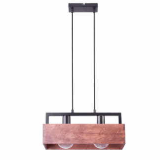 Loftowa lampa wisząca Boxon 2 z drewna i metalu
