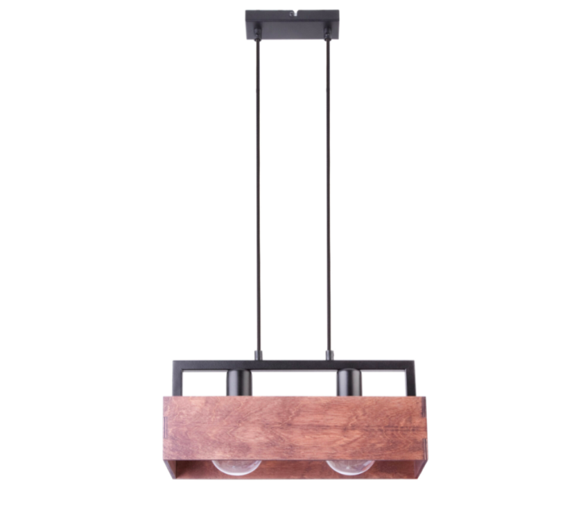 Loftowa lampa wisząca Boxon 2 z drewna i metalu