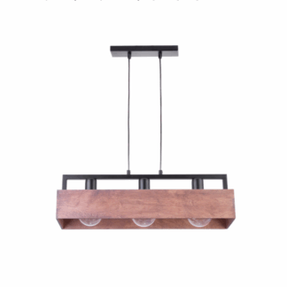 Industrialna lampa wisząca Boxon 3 z połączenia drewna i metalu